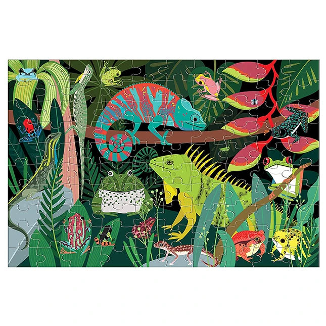 100 Piece Glow in the Dark Puzzle - Frogs & Lizards - US 5412