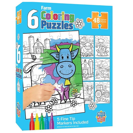 Old MacDonald's Farm 6 Pack Coloring Puzzles - Best for Ages 4 to 9 - US 9406